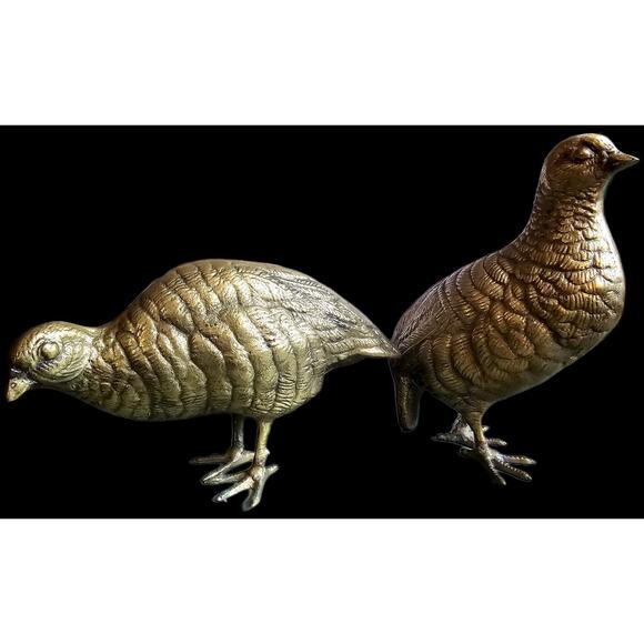 Vintage MCM Brass Quail Or Grouse Figurines-set of 2. In Amazing Condition!!!! - Picture 1 of 14